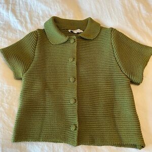 Zara Olive Button Down Knit Shirt